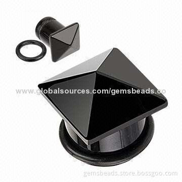 Gemstone Body Jewelry Earplugs in Pyramid Shape